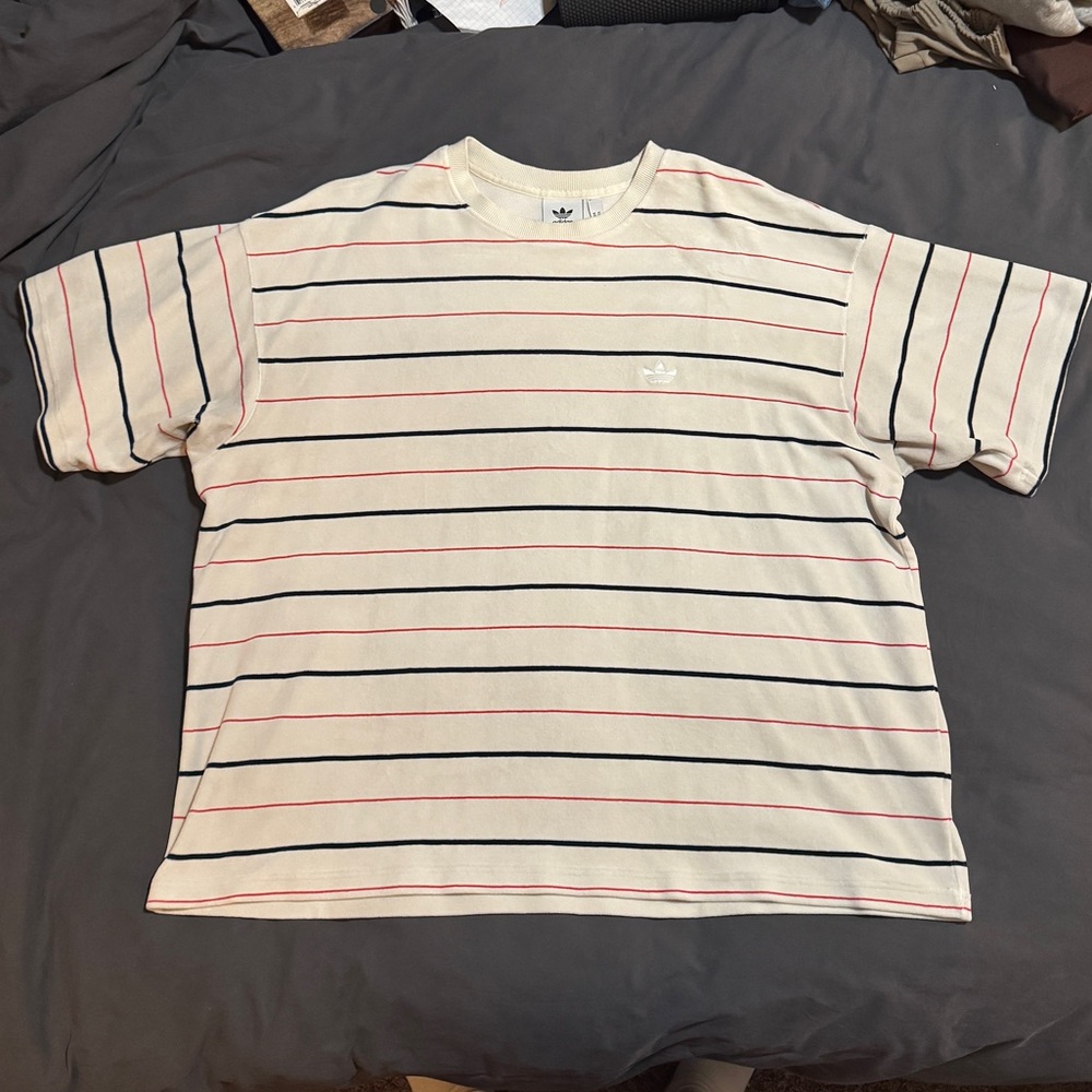 Adidas Short Sleeve Velour Jersey, Off White/Colegiate Navy/Scarlet 2XL